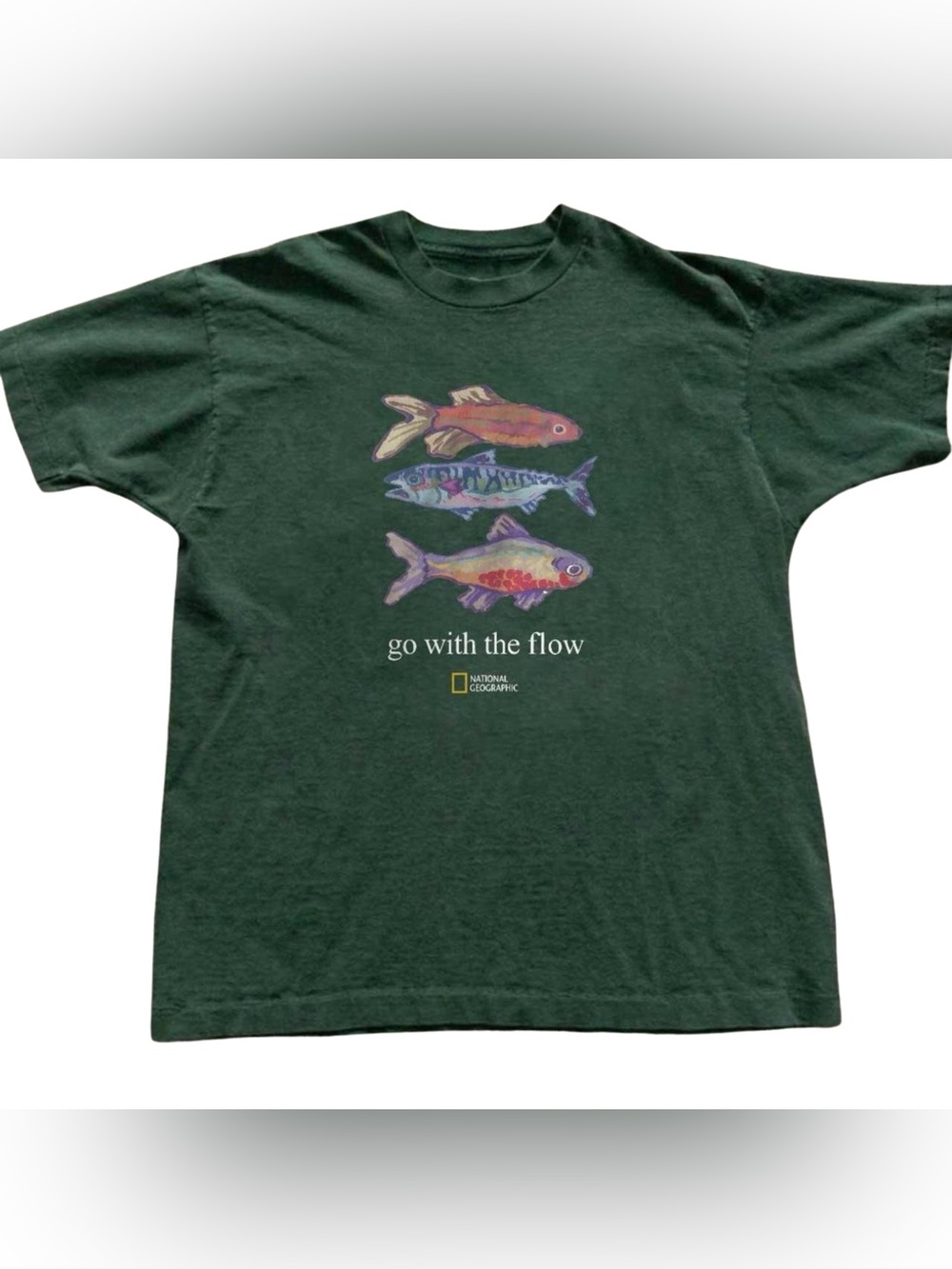 National Geographic 'Go With The Flow' Green Fish Graphic Tee